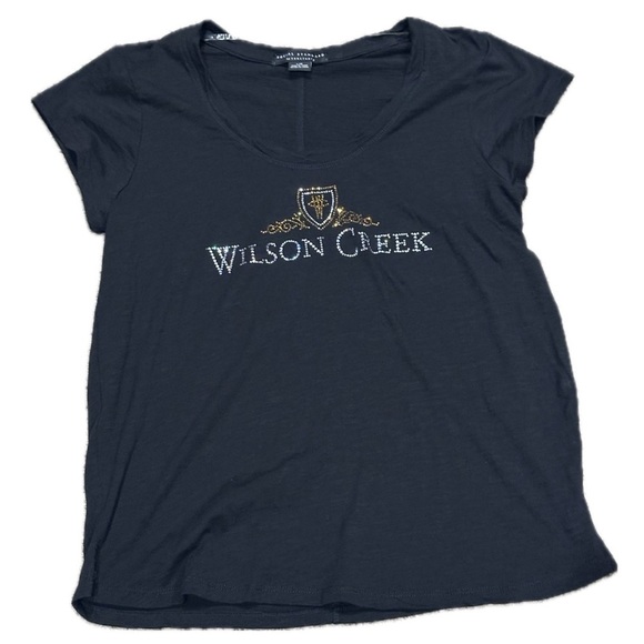 👕💎 SOCIAL STANDARD by Sanctuary Rhinestone “Wilson Creek” Tee | Sz S Black Bling - Picture 1 of 4
